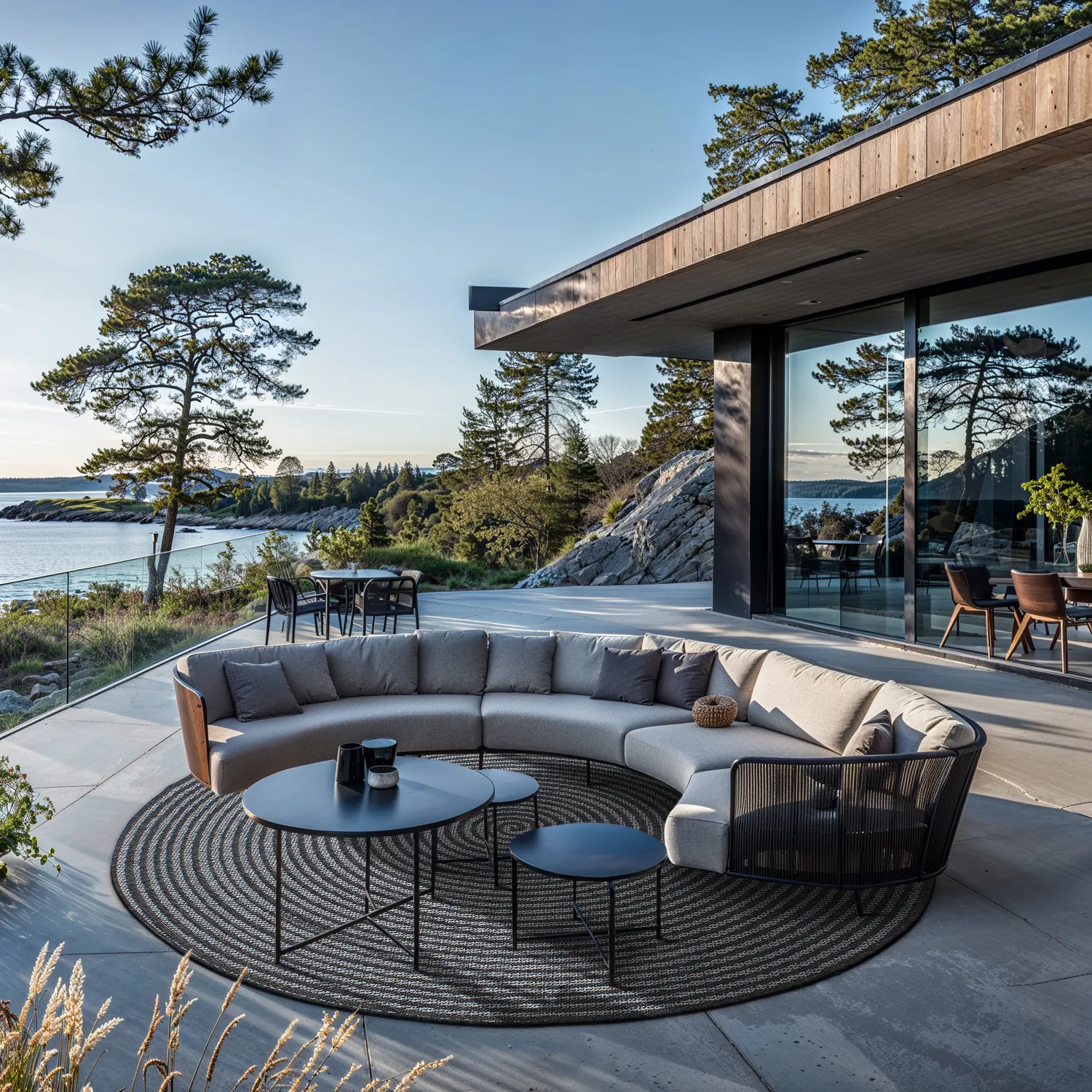 Rond vloerkleed - Ferragudo (antraciet)