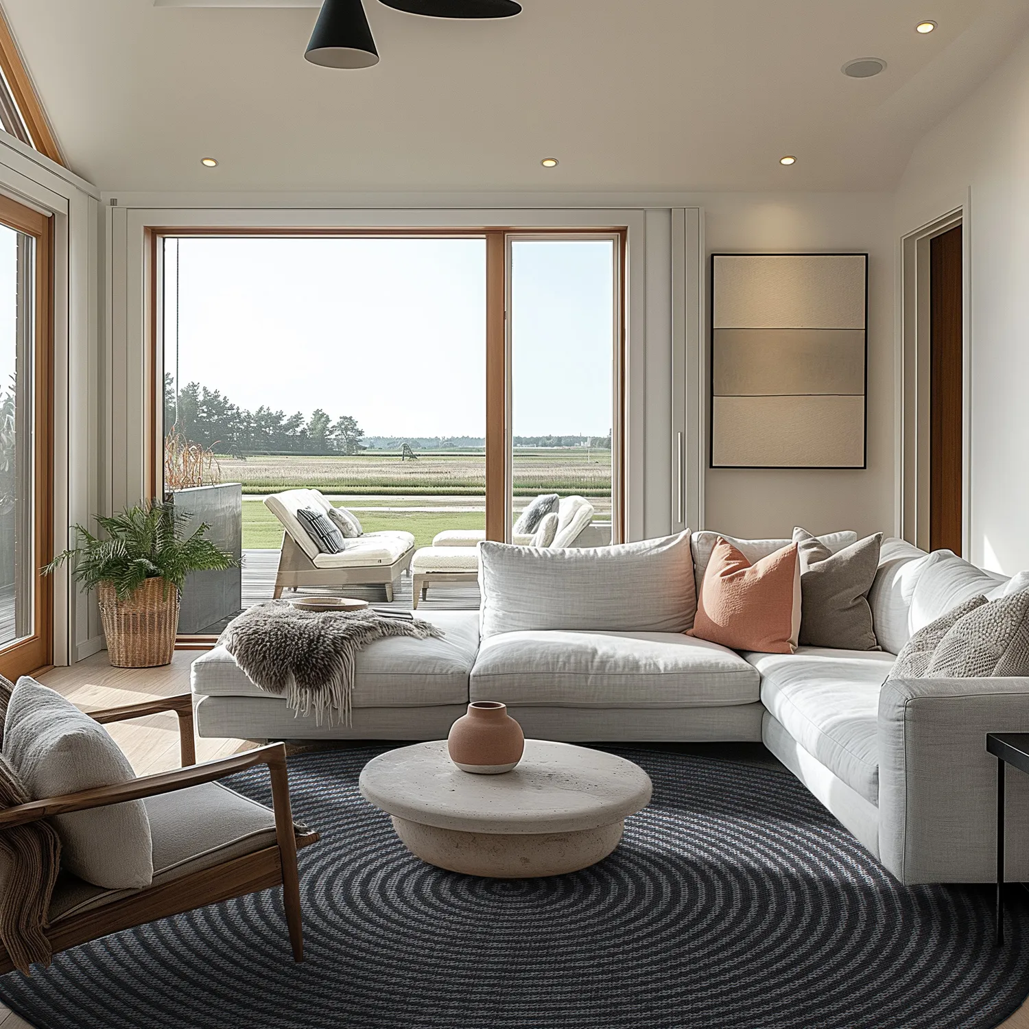 Rond vloerkleed - Ferragudo (antraciet)