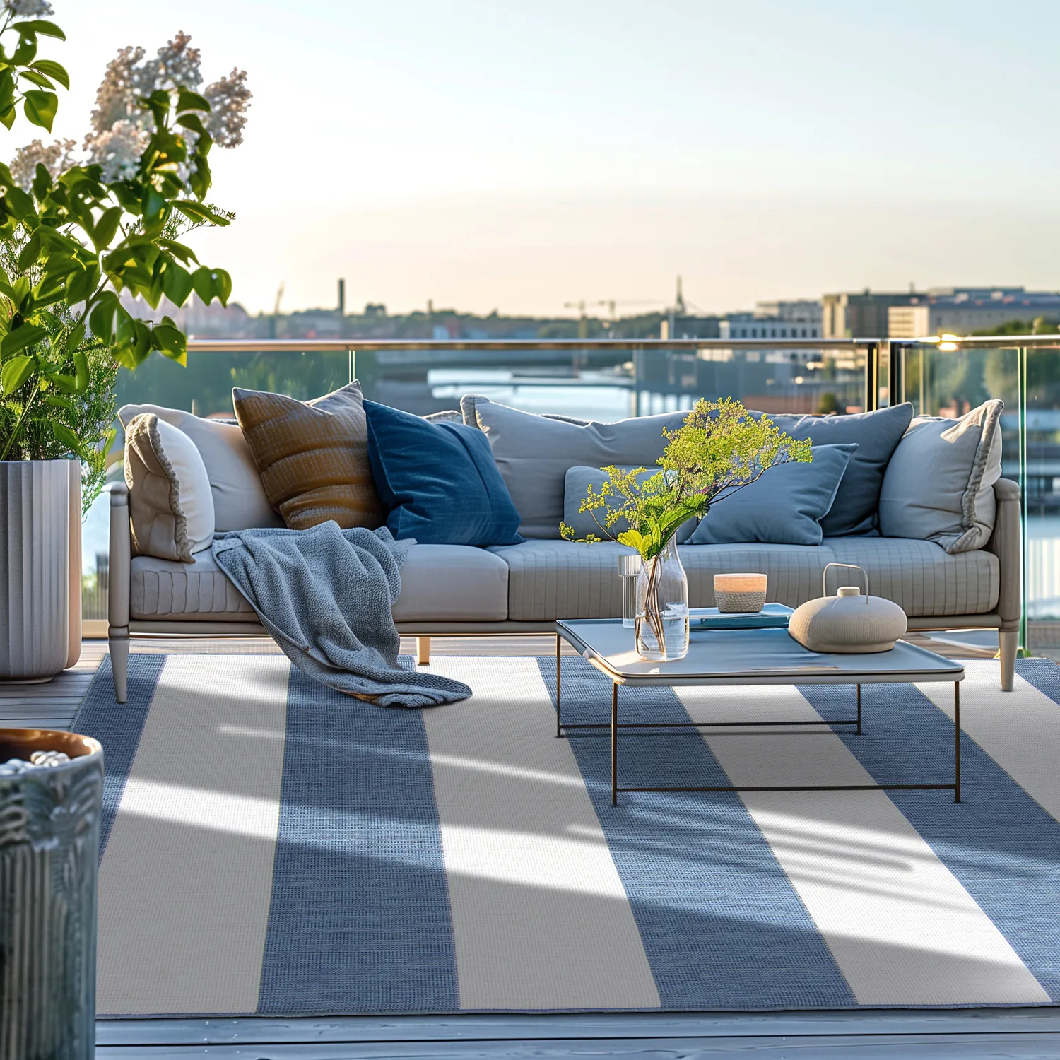 Vloerkleden voor binnen en buiten - Santana (blauw)