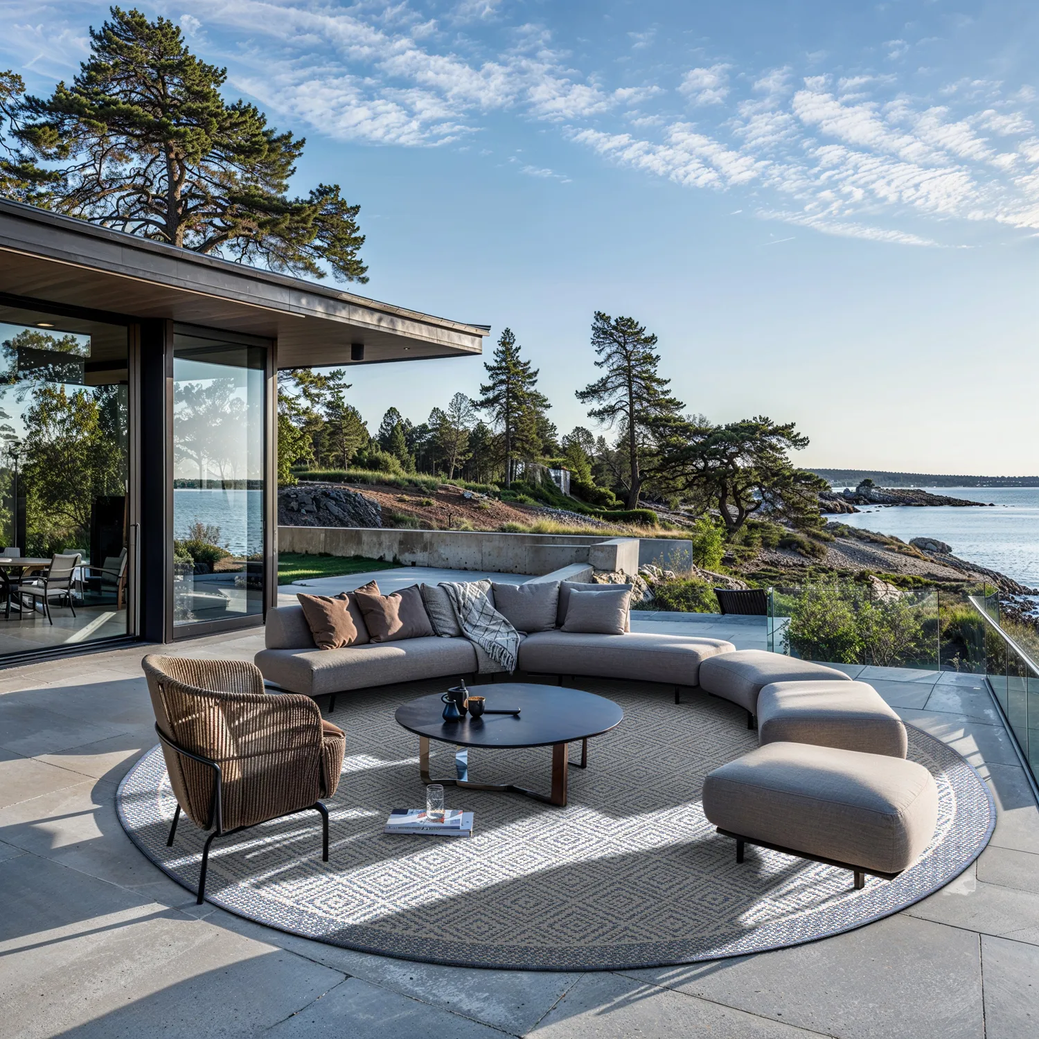 Rond vloerkleed - Monsaraz (blauw)