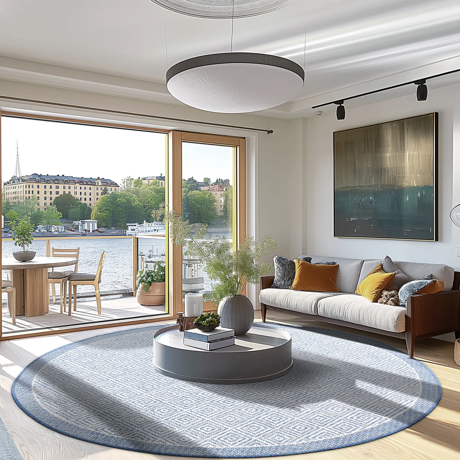 Rond vloerkleed - Monsaraz (blauw)