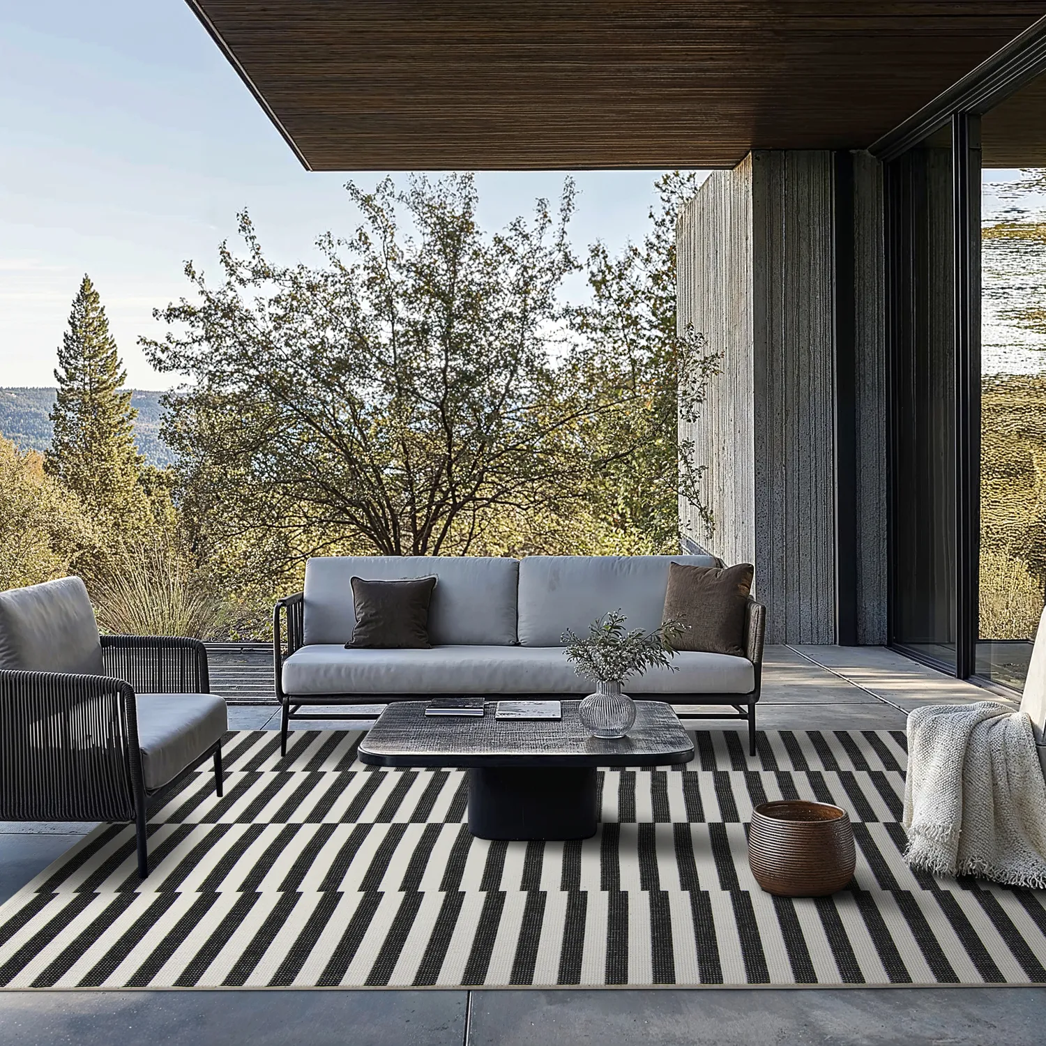 Vloerkleden voor binnen en buiten - Otto (zwart)