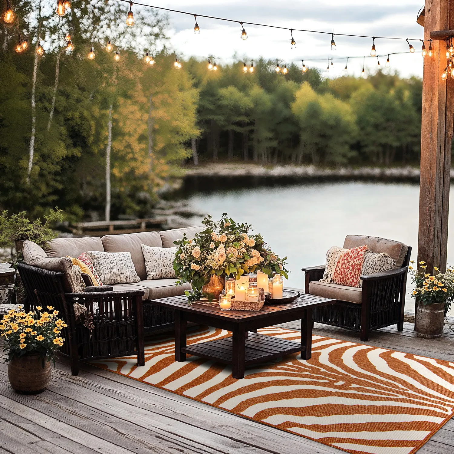 Vloerkleden voor binnen en buiten - Winona (oranje)