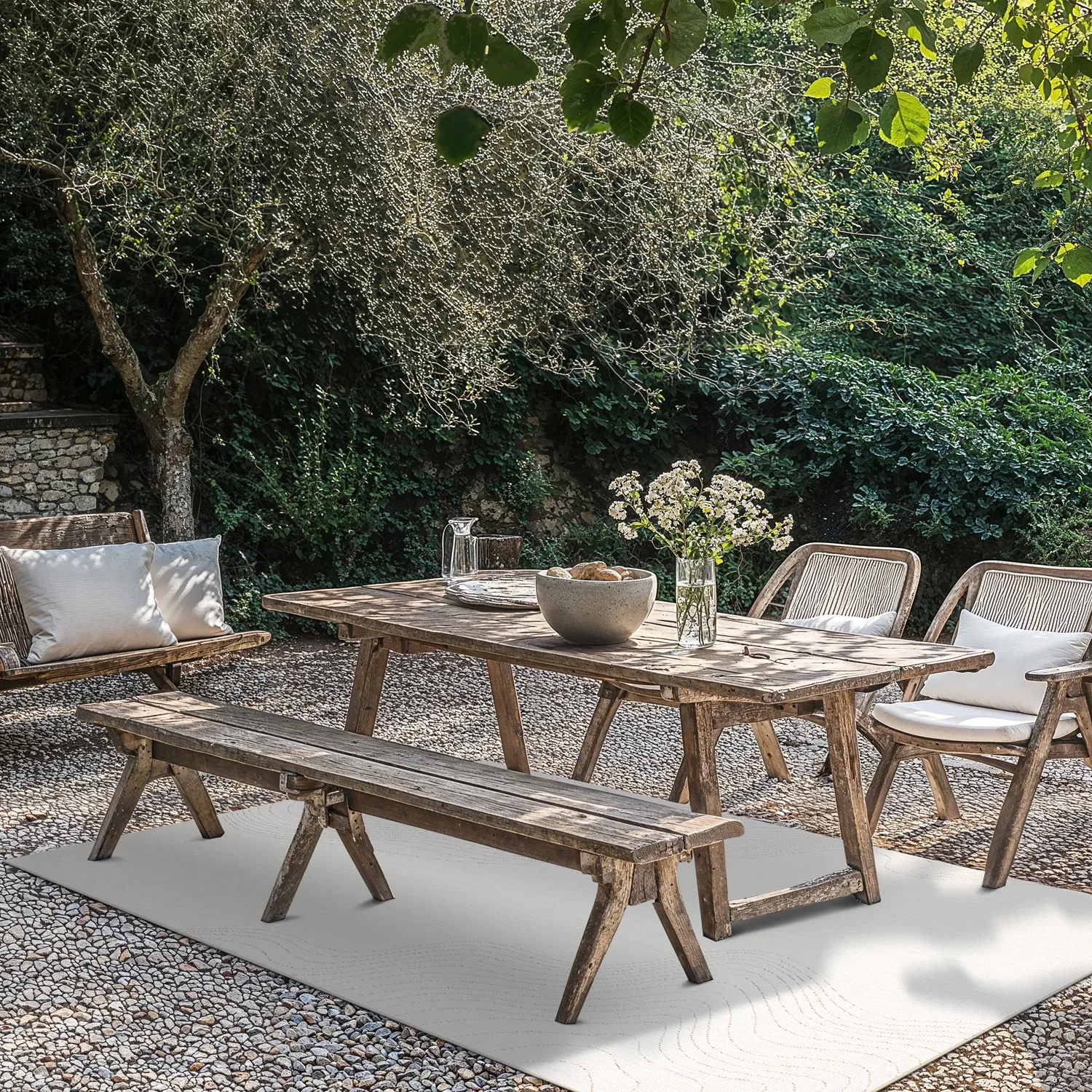 Vloerkleden voor binnen en buiten - Zelmare (gebroken wit)