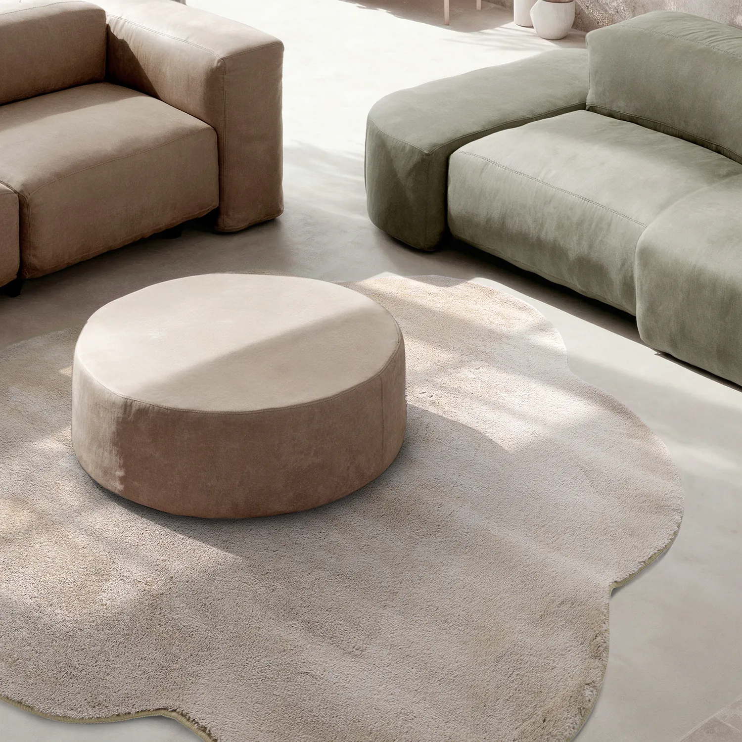 Rond Golvend Vloerkleed - Aranga Super Soft Fur (bruin)