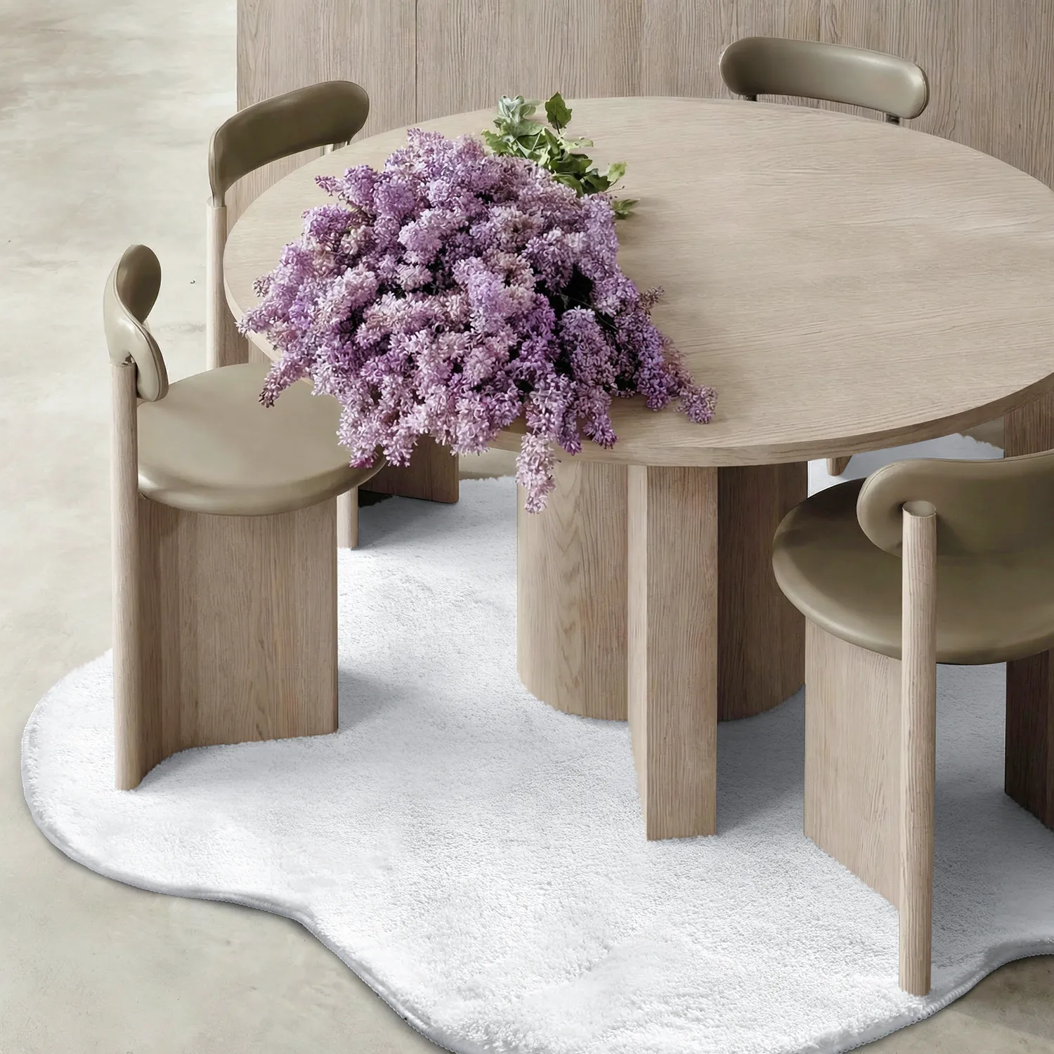 Rond Golvend Vloerkleed - Aranga Super Soft Fur (wit)