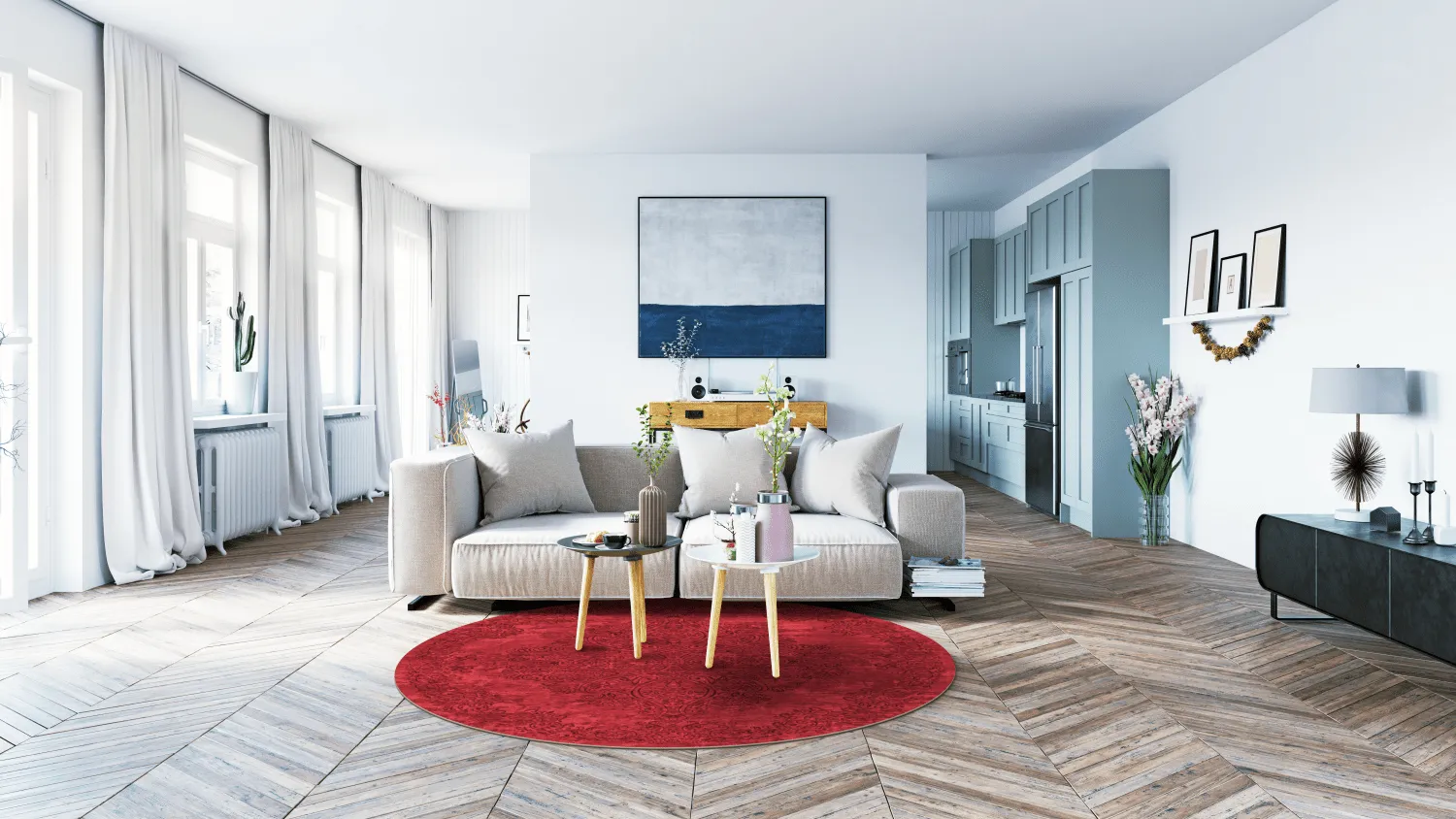 Rond vloerkleed - Valenza (rood)