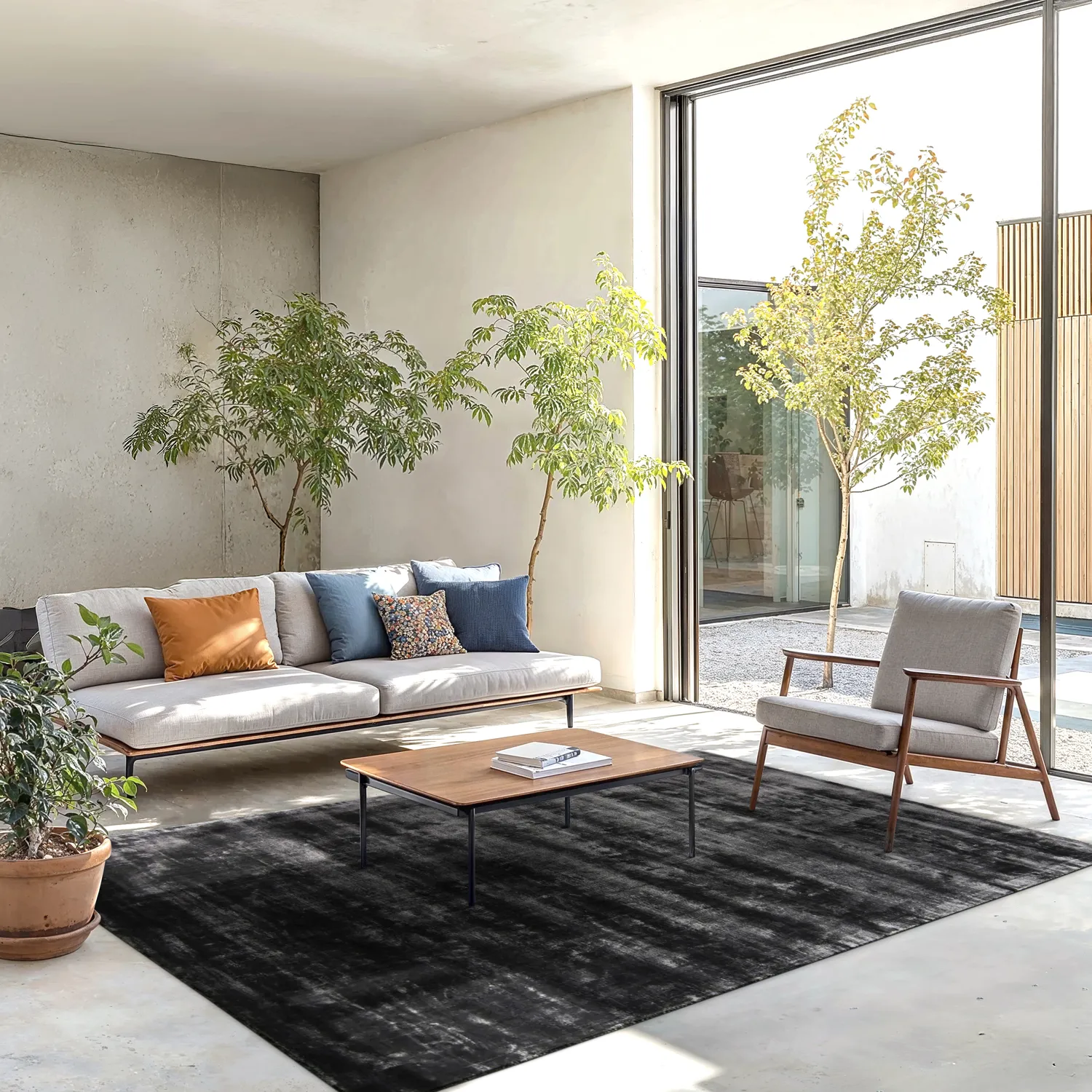 Viscose-vloerkleed - Jodhpur Special Luxury Edition (zwart)