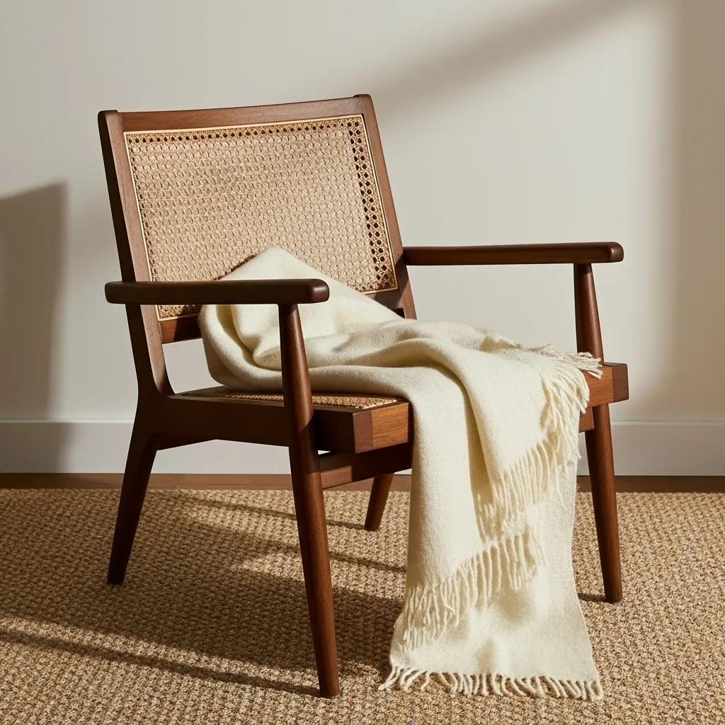 Plaid dekens - throw van wolmix - Samantha (offwhite)