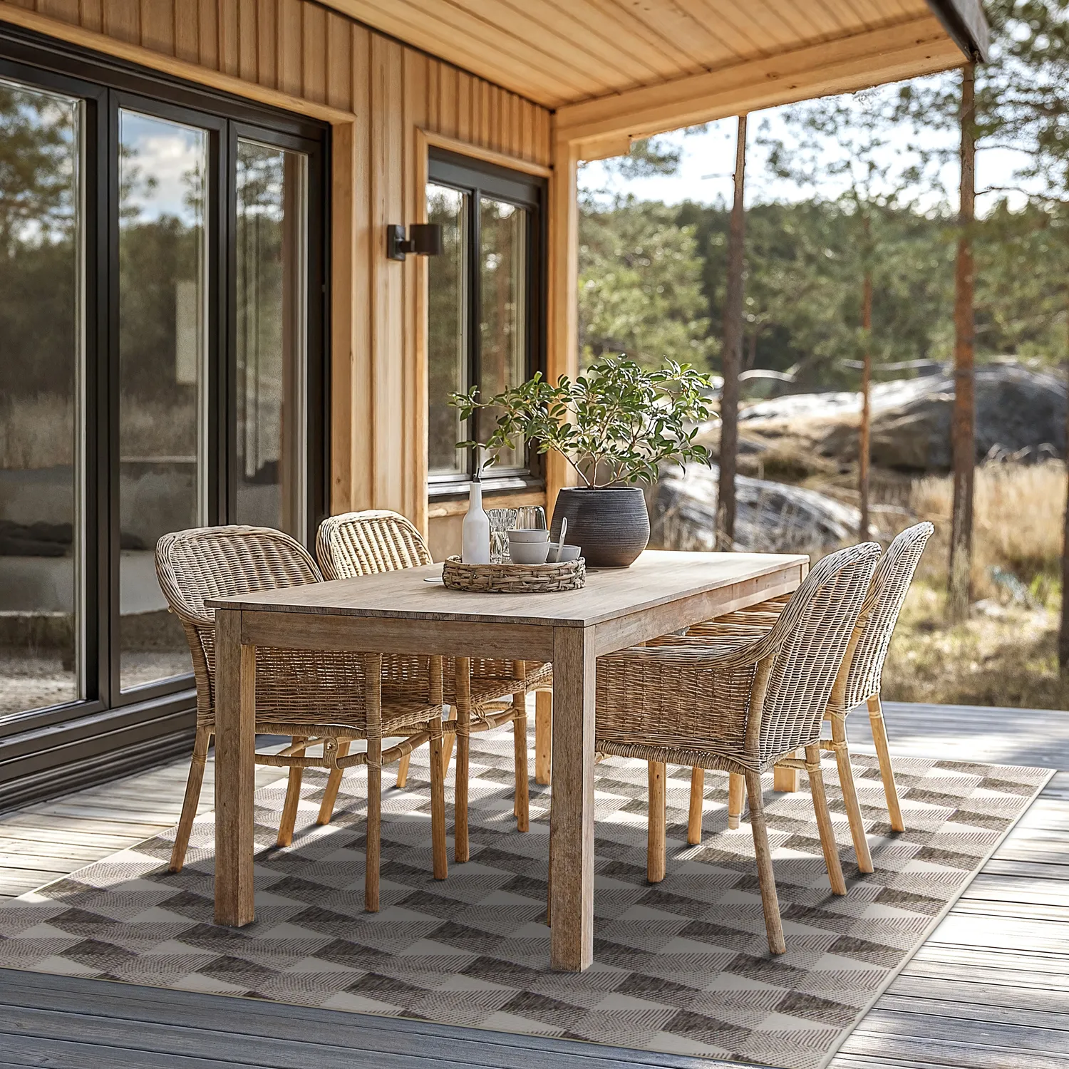 Vloerkleden voor binnen en buiten - Brussels Pattern (grijs)