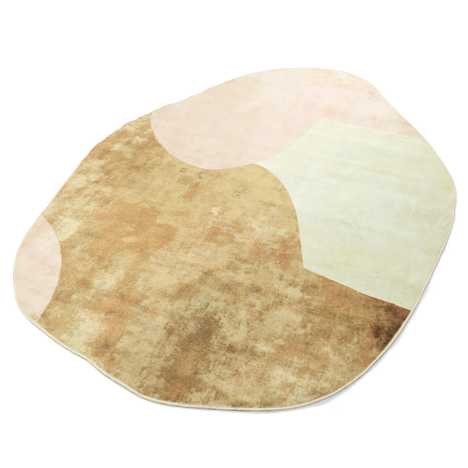 Rond Wilton-vloerkleed met golvende randLazio (beige/roze)