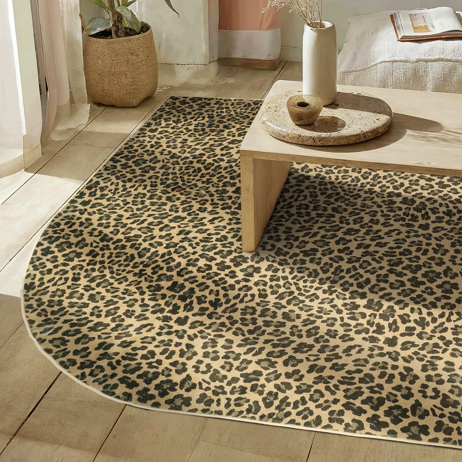 Halfovaal Wilton-vloerkleedLeopard (bruin)