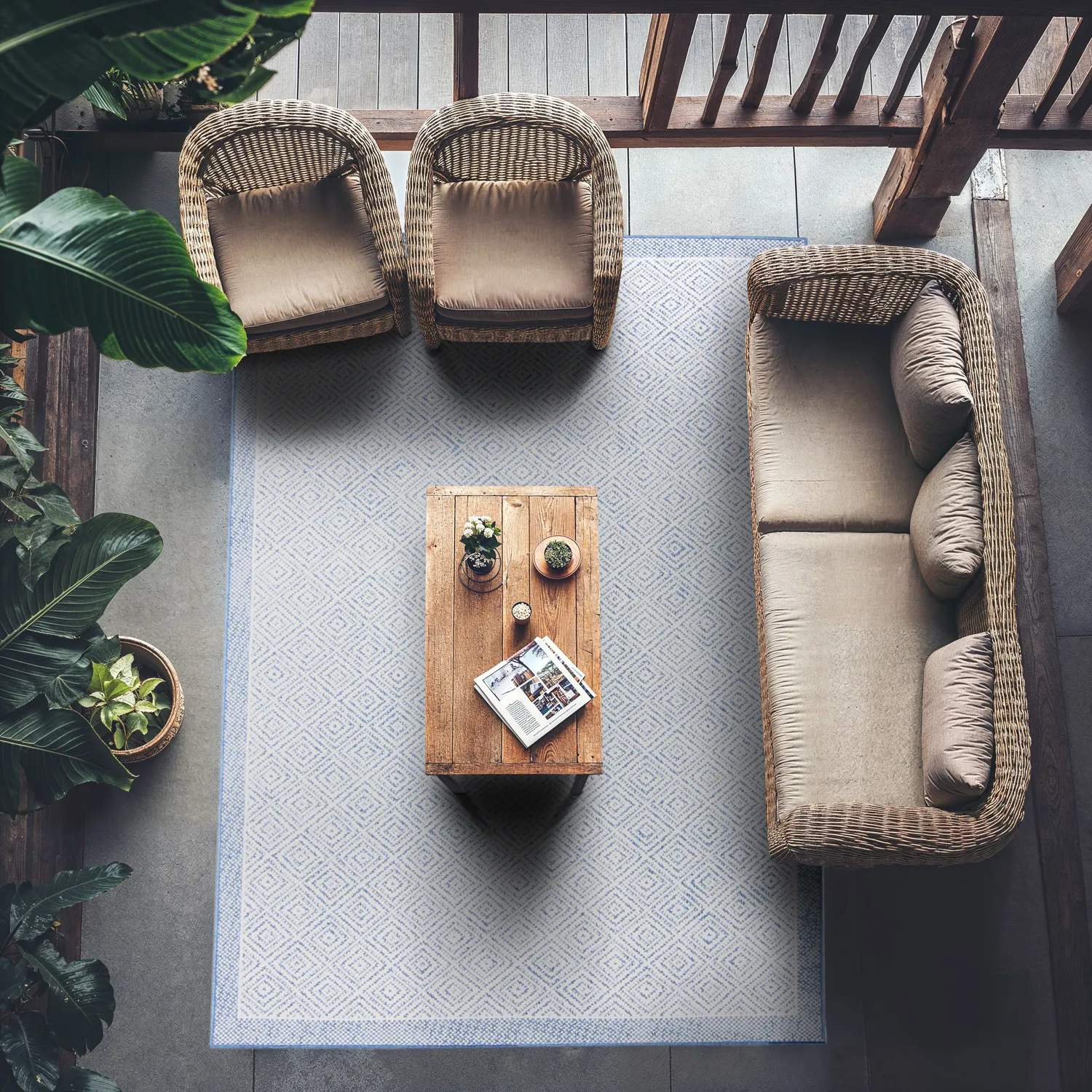 Vloerkleden voor binnen en buiten - Monsaraz (blauw)