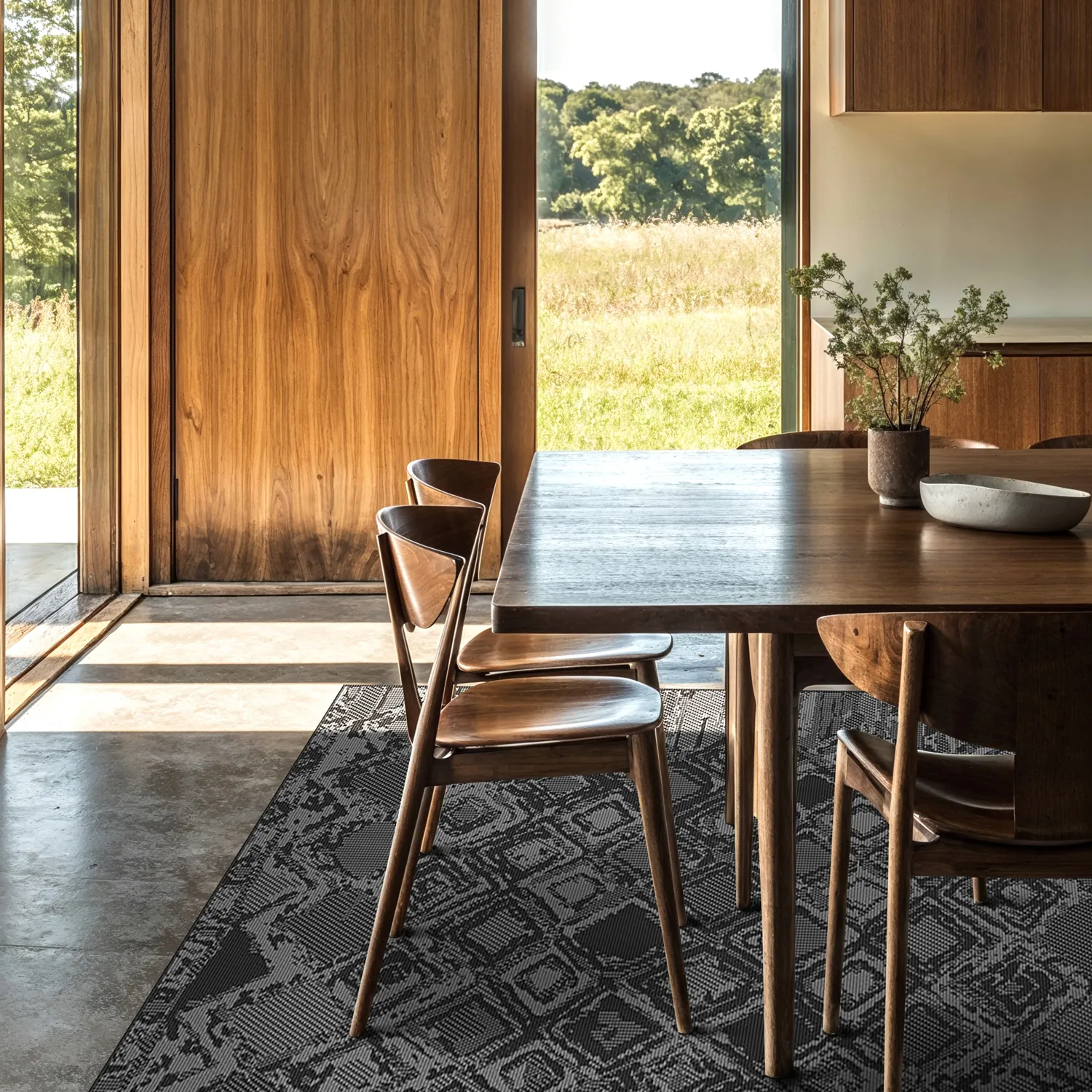 Vloerkleden voor binnen en buiten - Brussels Night (zwart)