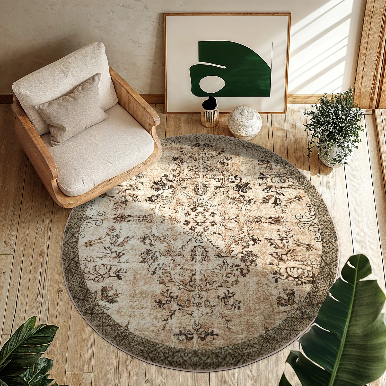 Rond vloerkleed - Rosalie (bruin)