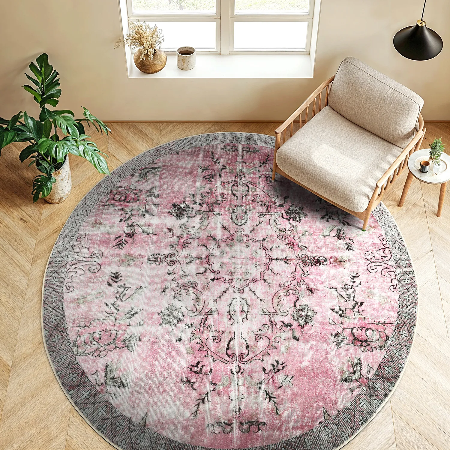 Rond vloerkleed - Rosalie (roze)