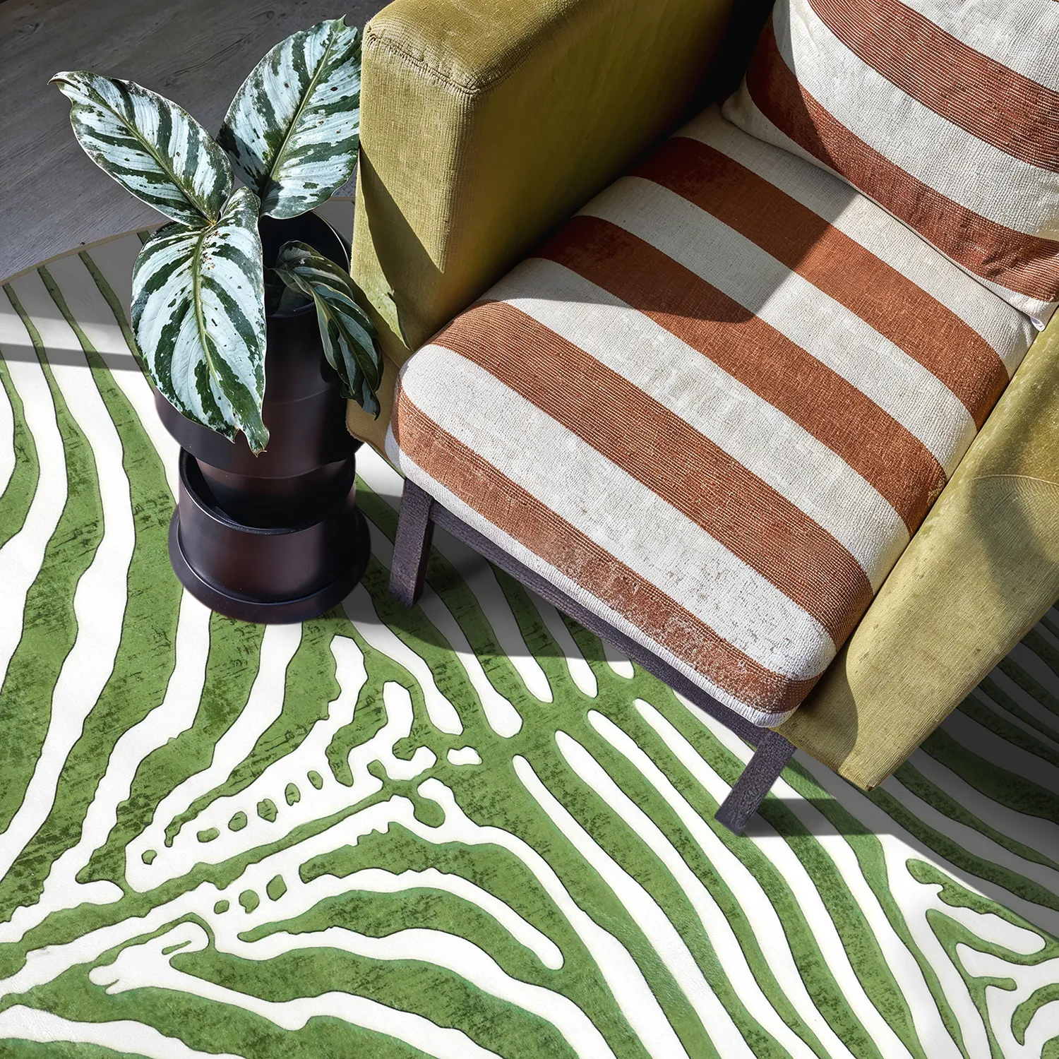 Rond vloerkleed - Zebra (groente)