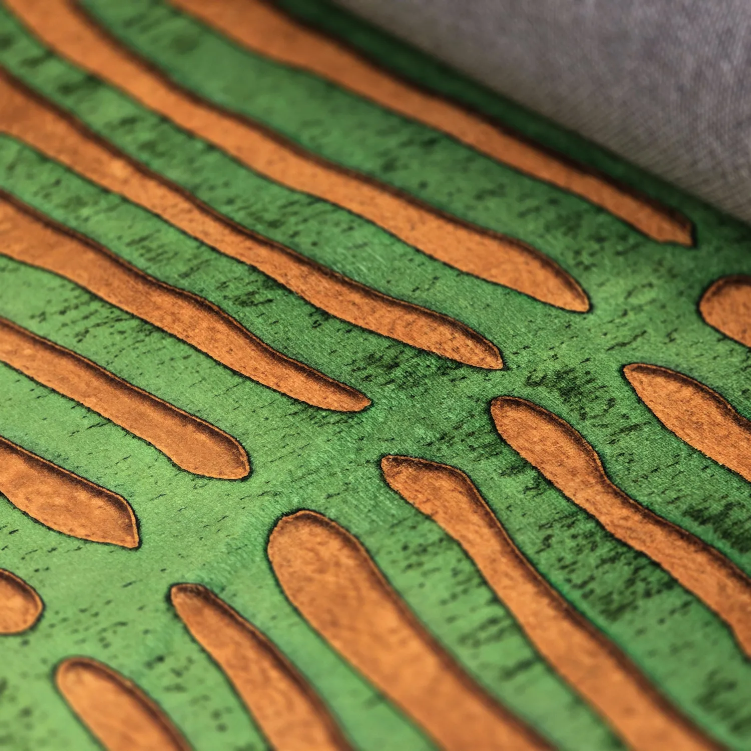 Rond vloerkleed - Zebra (groen/oranje)