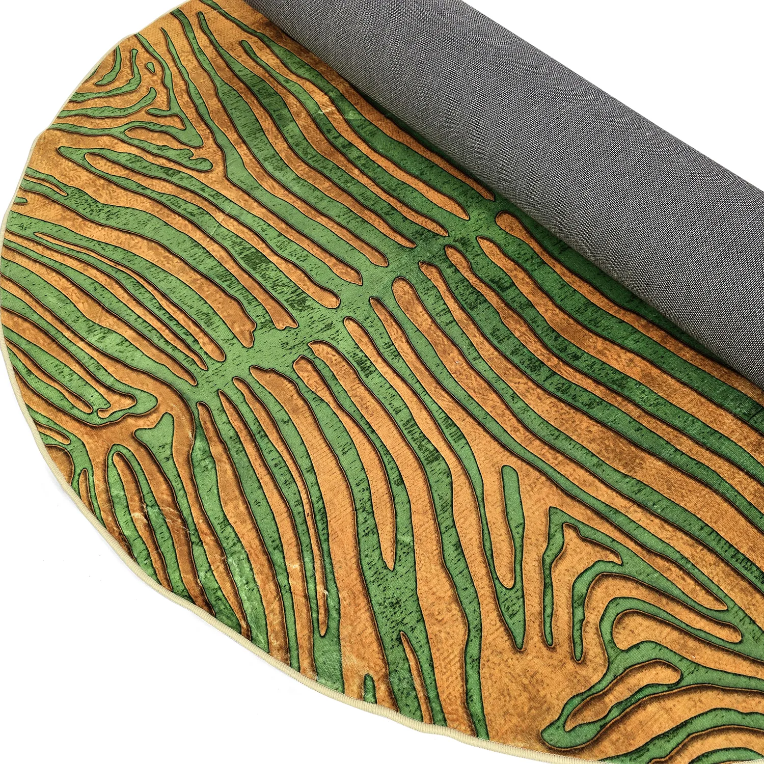 Rond vloerkleed - Zebra (groen/oranje)