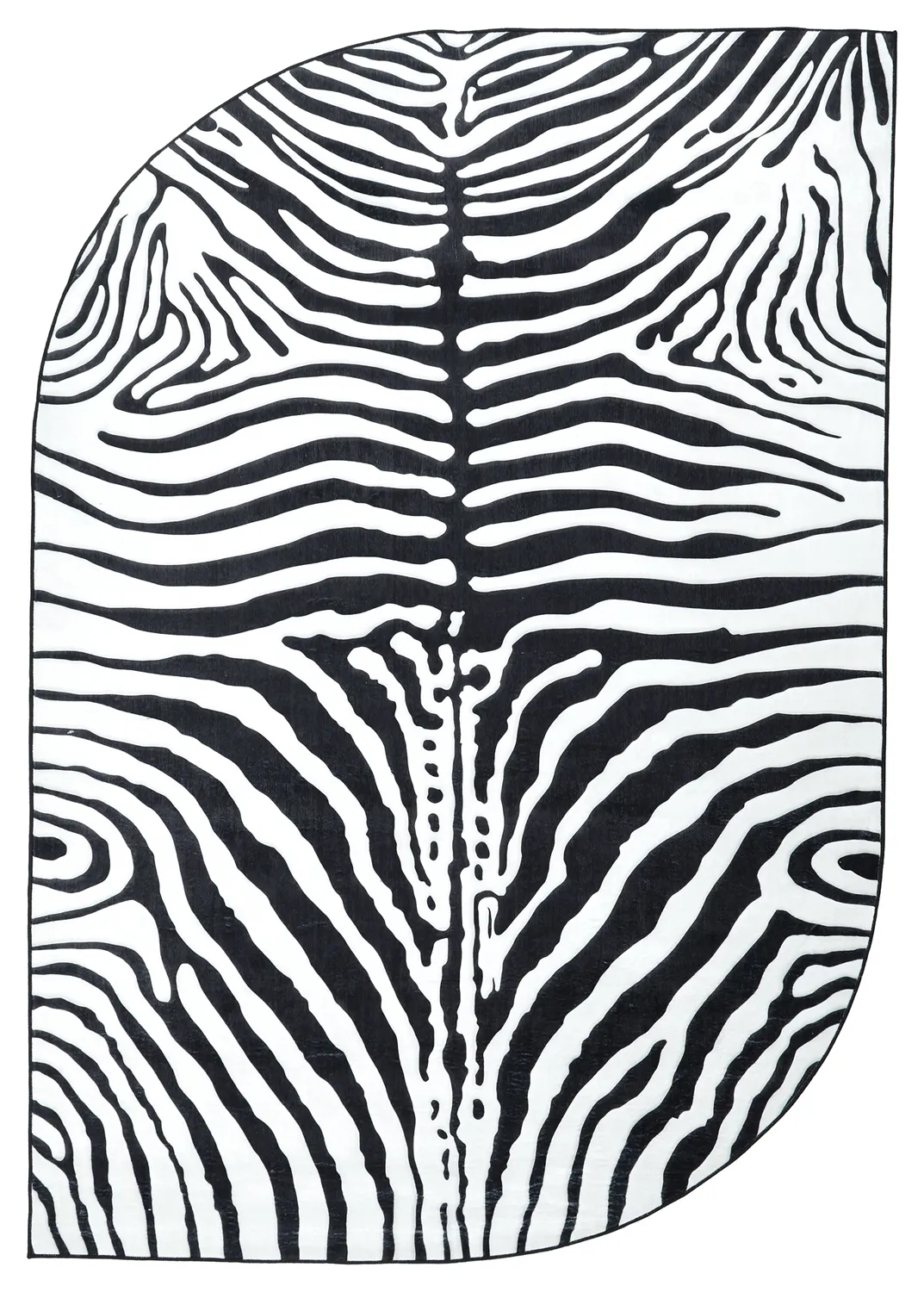 Halfovaal Wilton-vloerkleed - Zebra (zwart/wit)