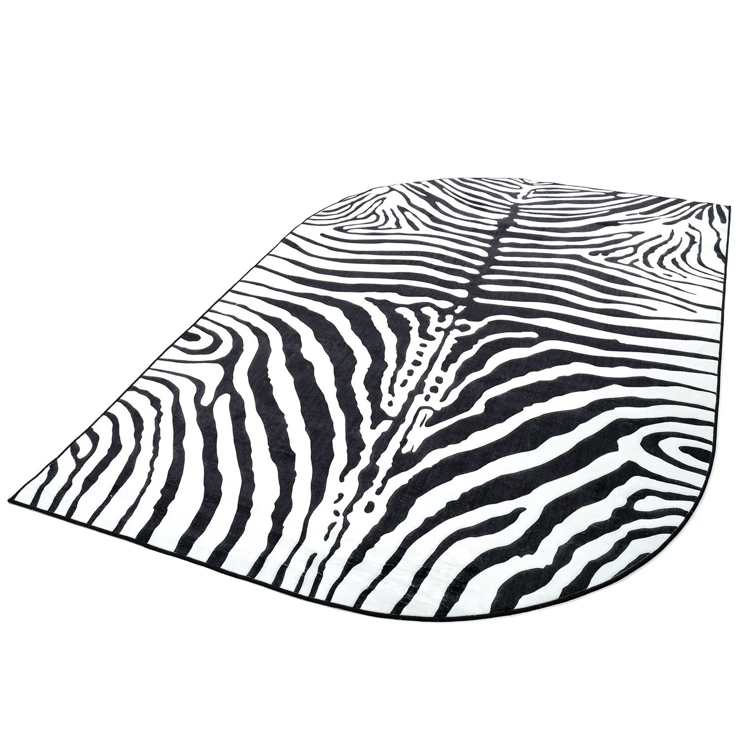 Halfovaal Wilton-vloerkleed - Zebra (zwart/wit)