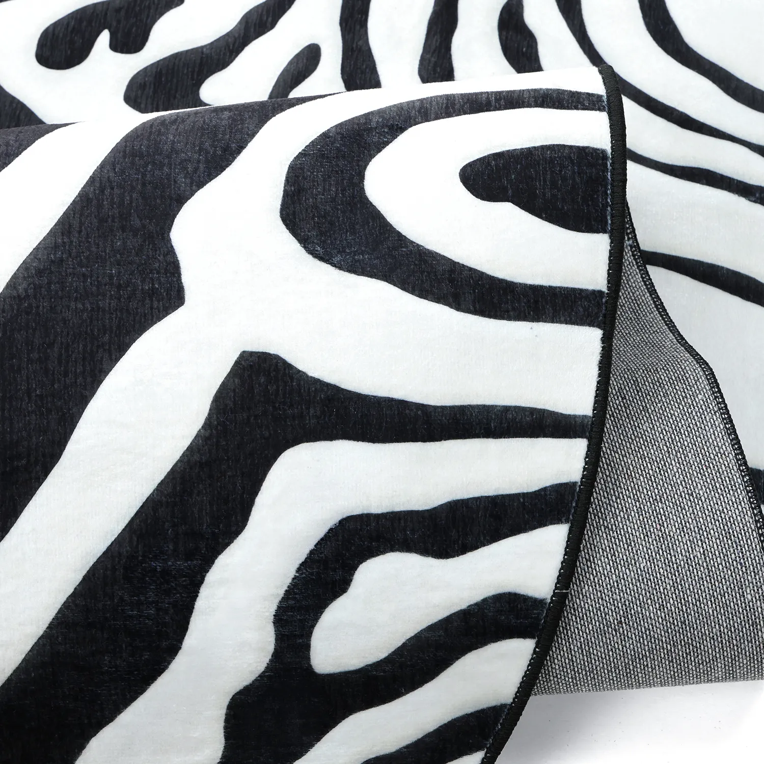 Halfovaal Wilton-vloerkleed - Zebra (zwart/wit)