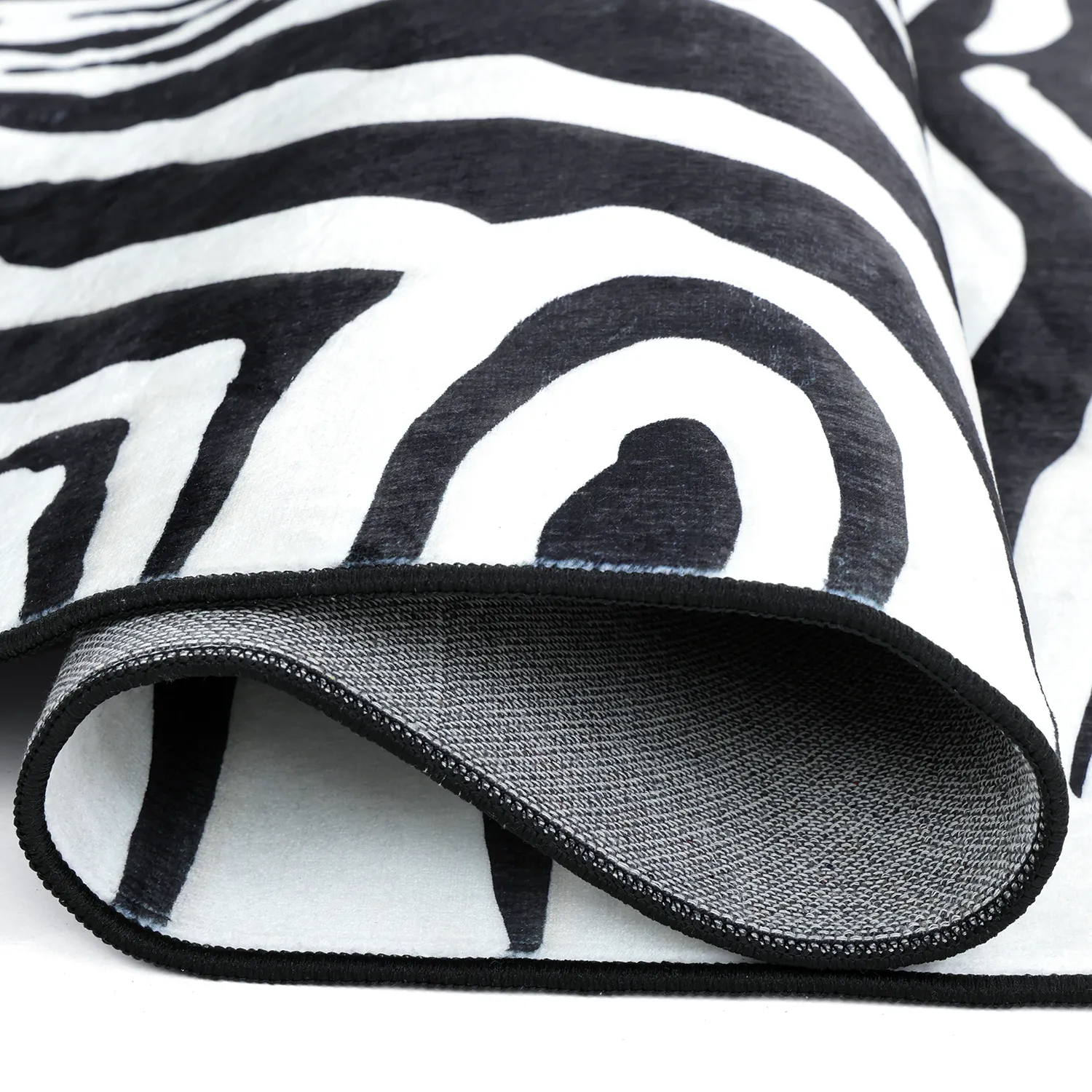 Halfovaal Wilton-vloerkleed - Zebra (zwart/wit)