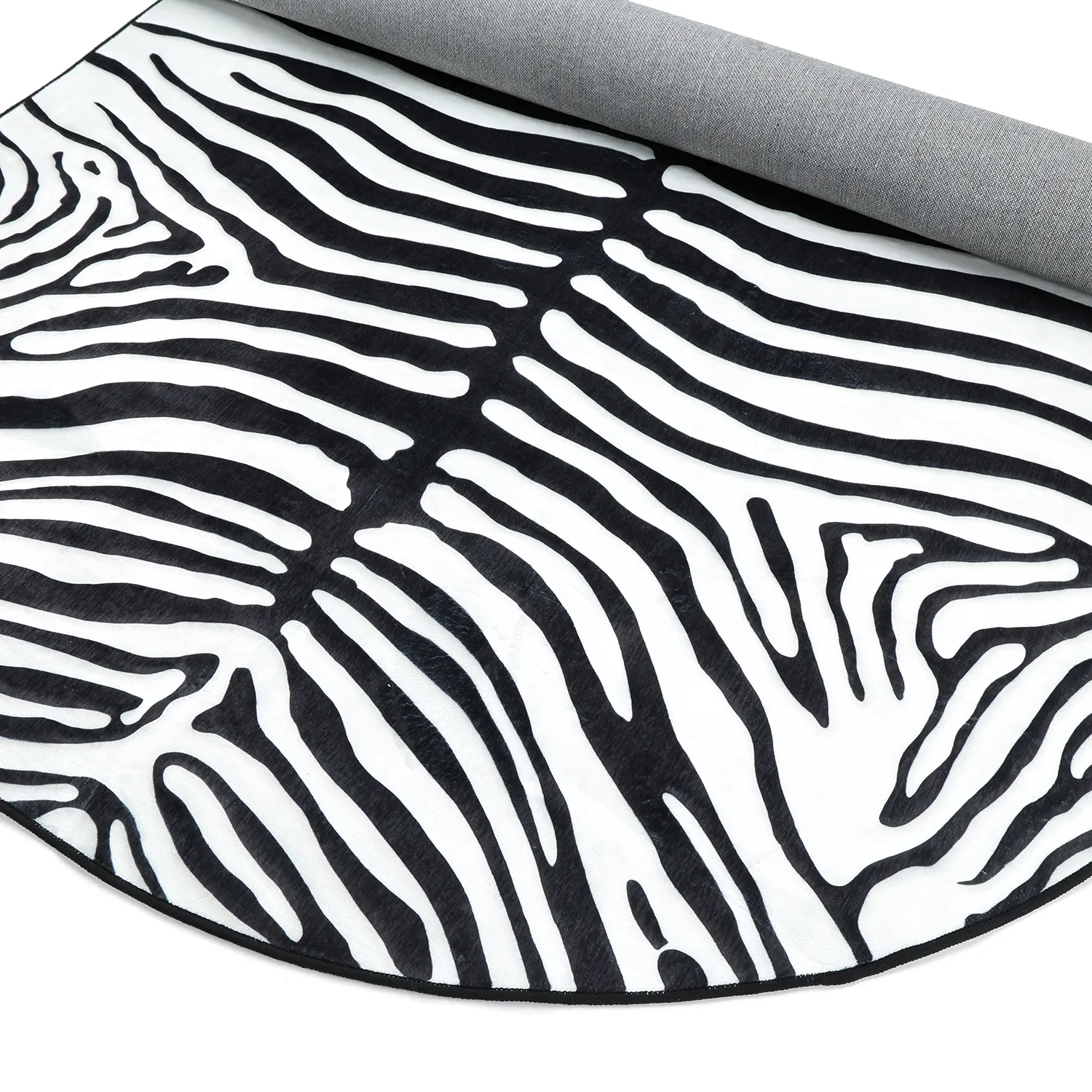 Halfovaal Wilton-vloerkleed - Zebra (zwart/wit)