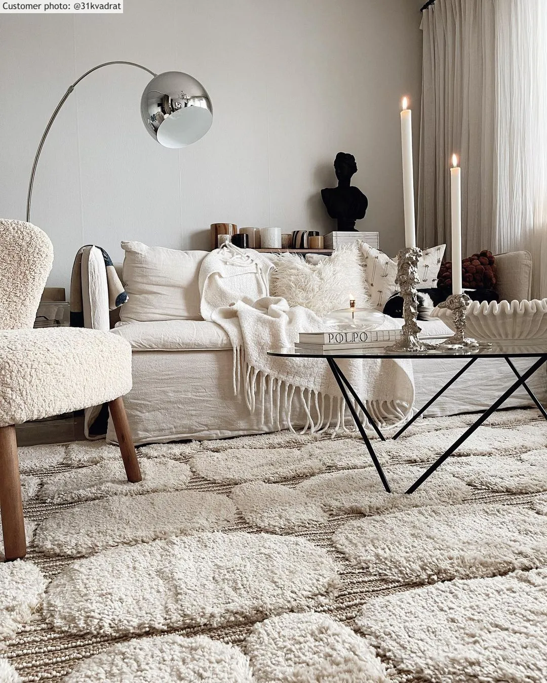 Hoogpolig vloerkleed - Fondi (beige)