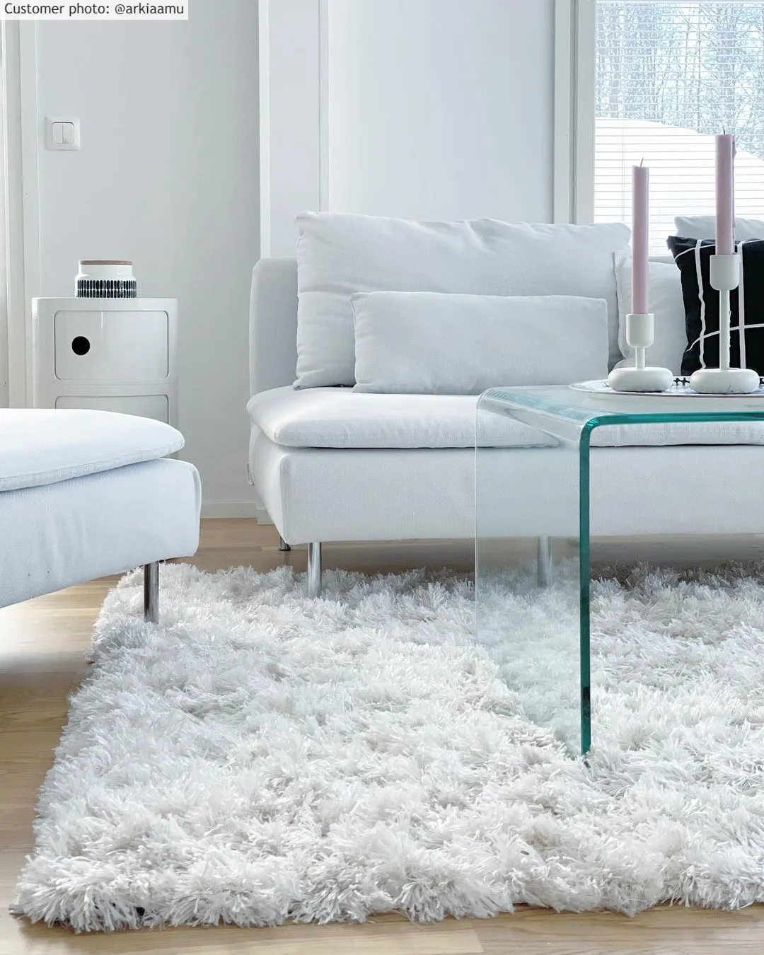 Hoogpolig vloerkleed - Janjira (wit)