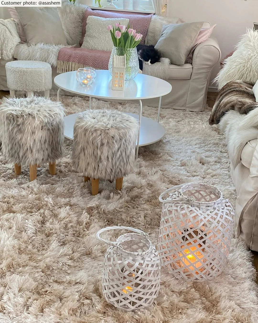 Hoogpolig vloerkleed - Janjira (offwhite)