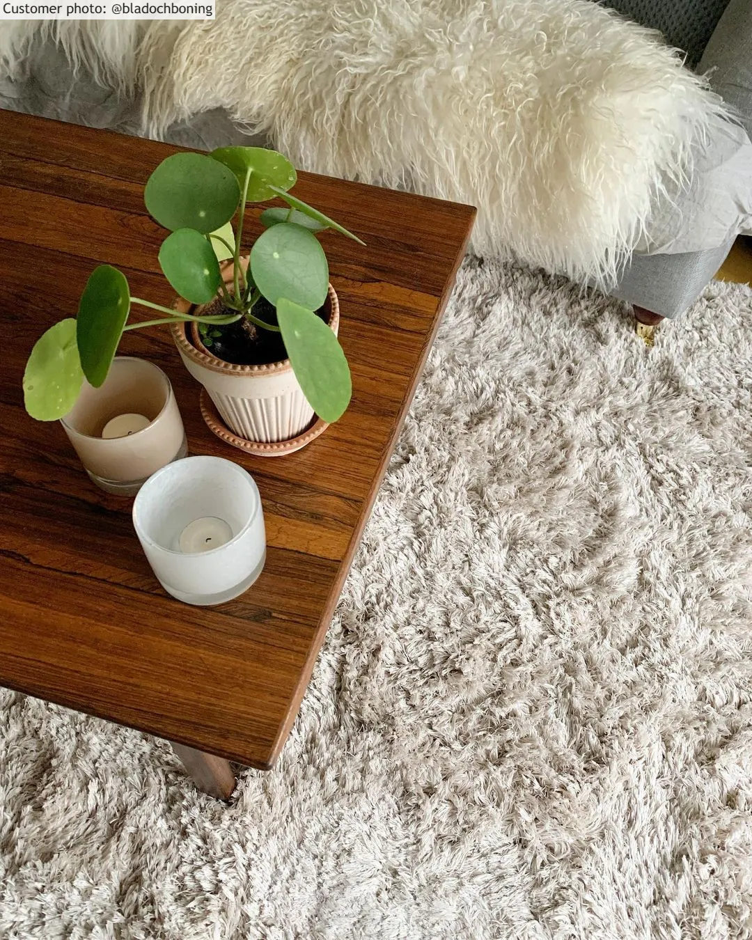 Hoogpolig vloerkleed - Kanvas (beige)