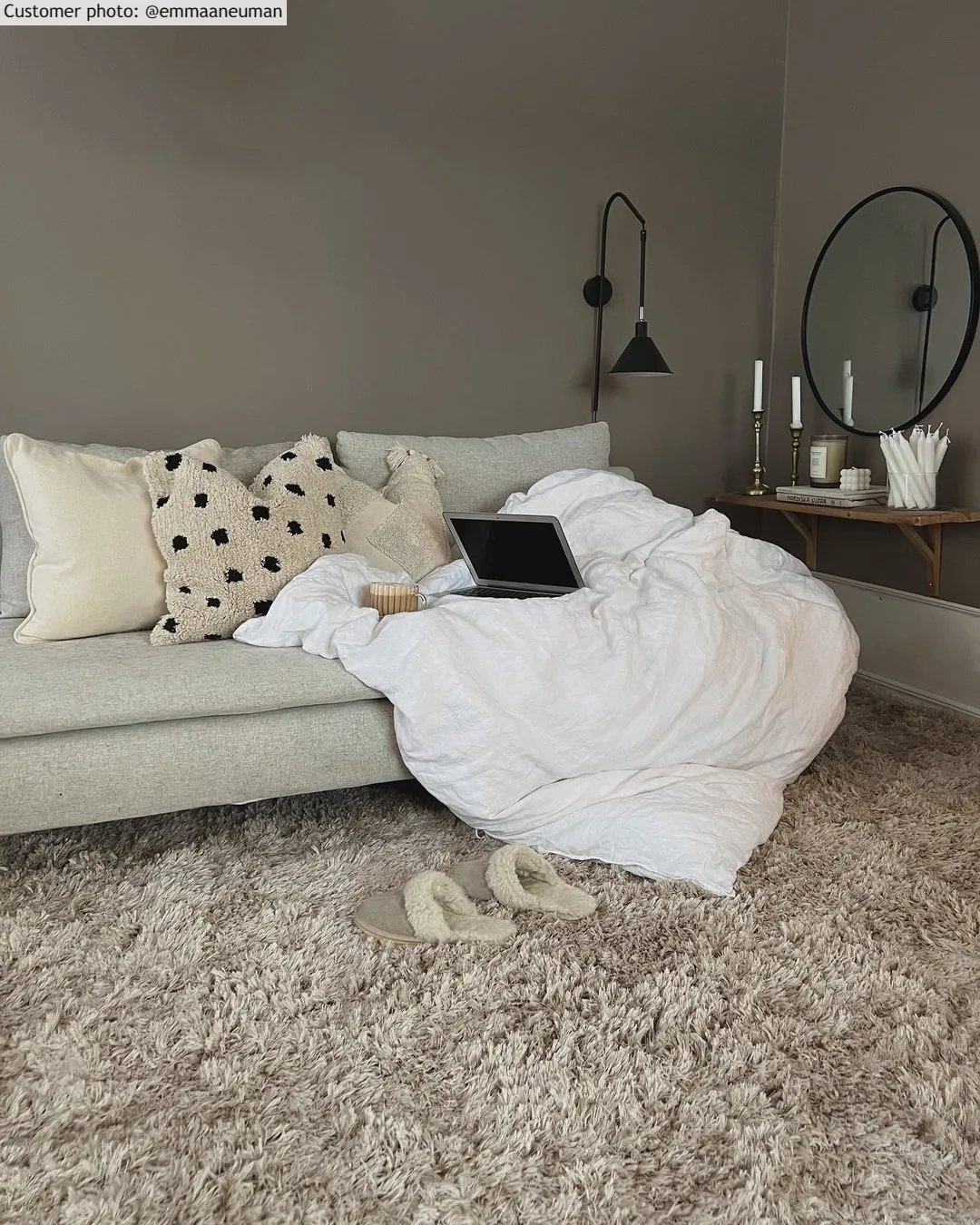 Hoogpolig vloerkleed - Kanvas (beige)