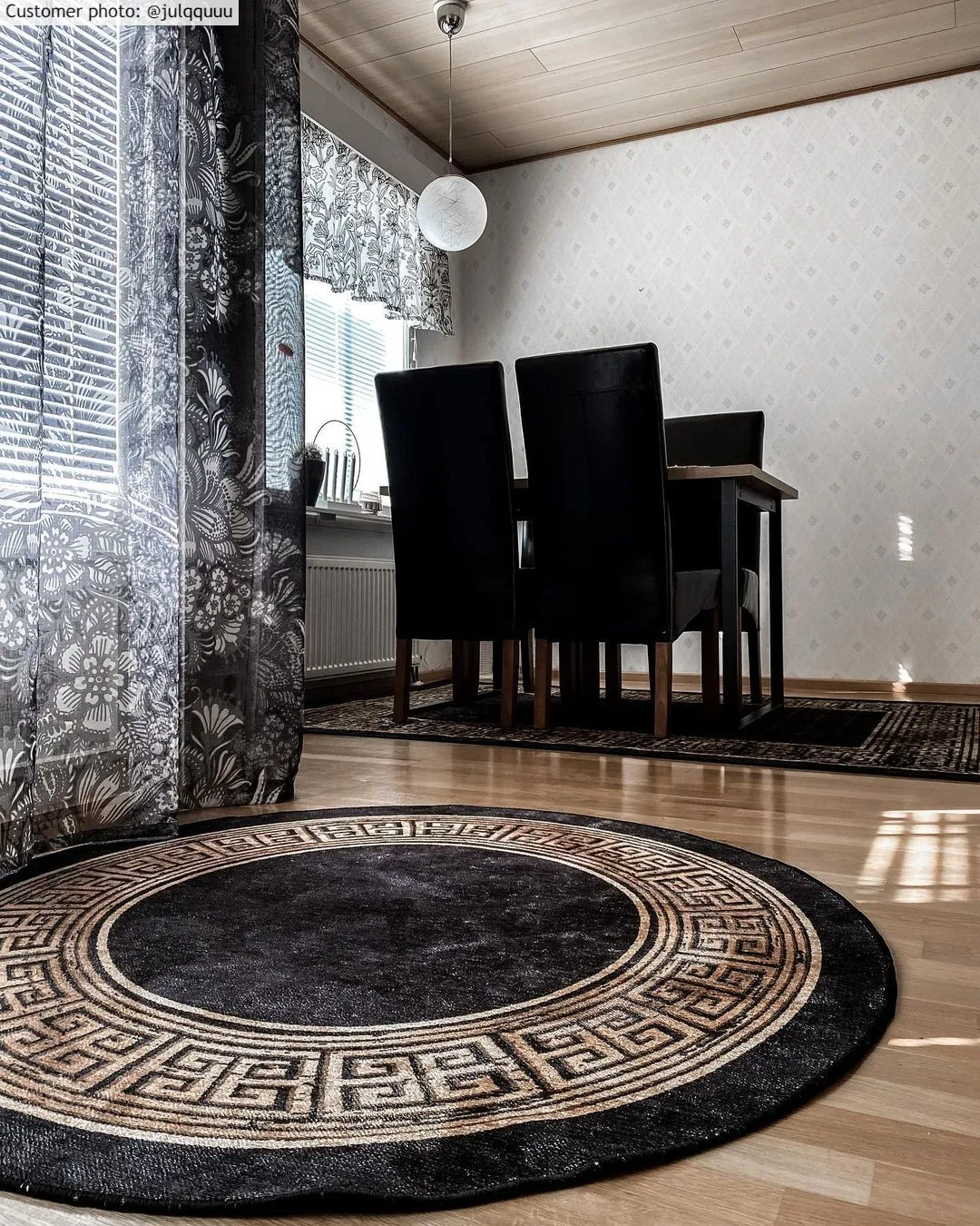 Rond vloerkleed - Tilos (zwart/goud)