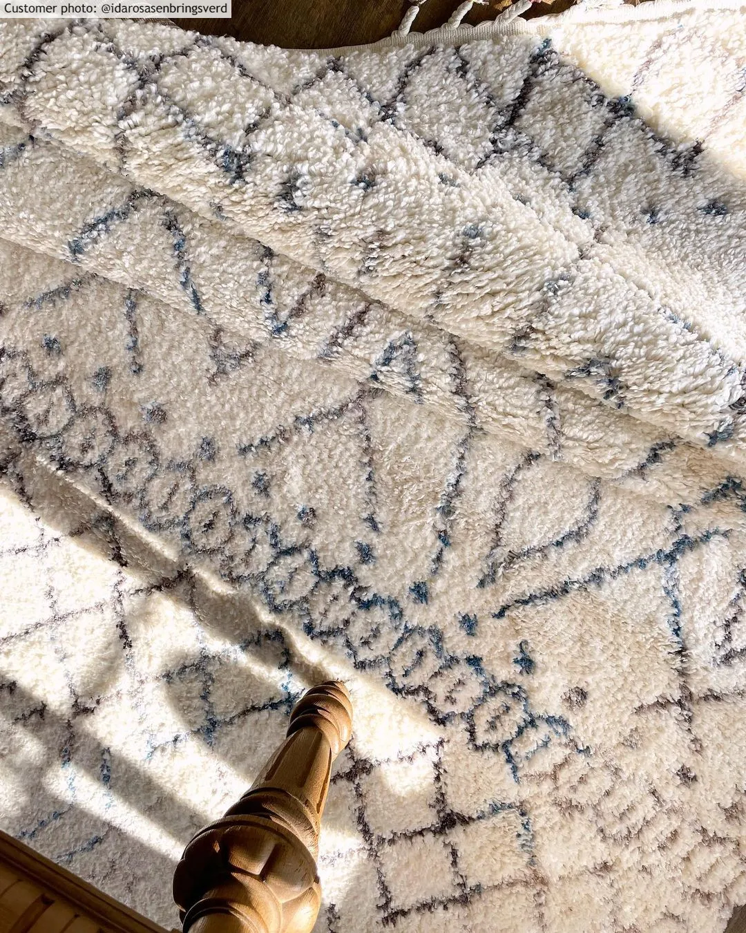 Hoogpolig vloerkleed - Marini (blauw/multi)