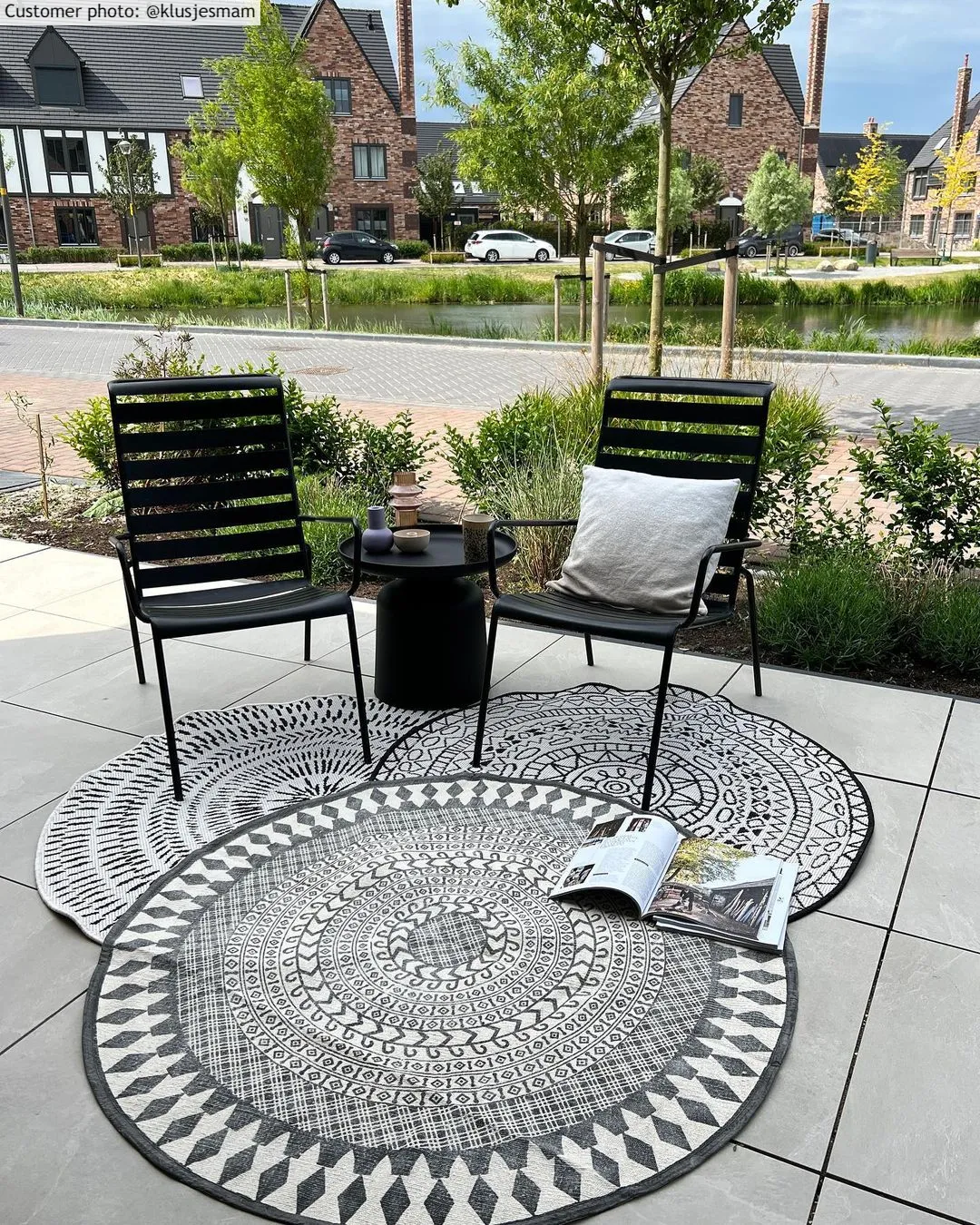 Ronde vloerkleden - Marrakech (rond) (zwart/grijs/wit)