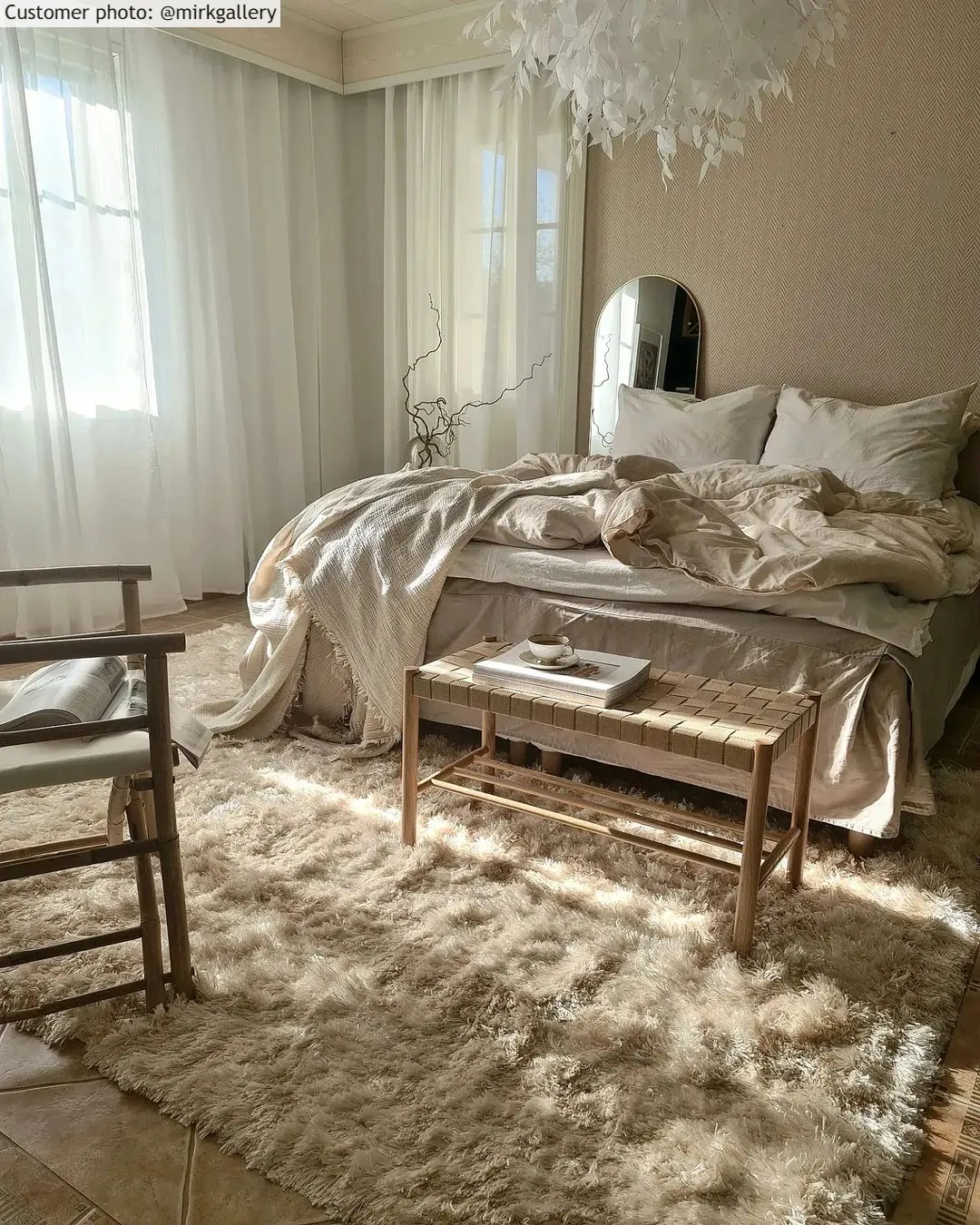 Hoogpolig vloerkleed - Janjira (offwhite)